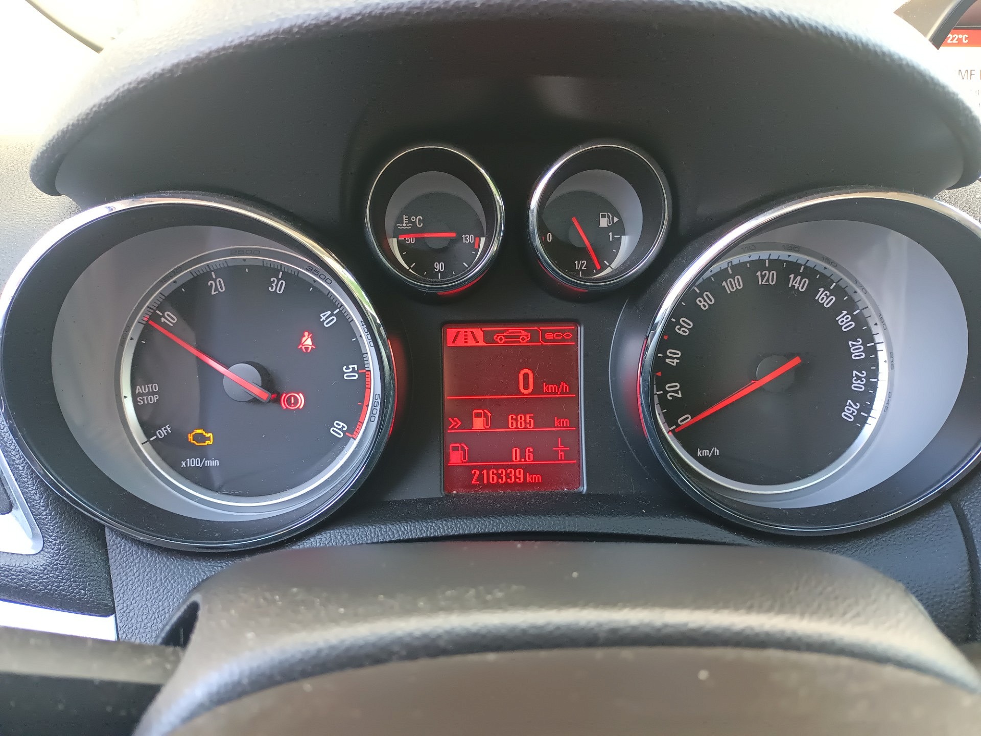Komunikaty na desce rozdzielczej - OPEL MOKKA / MOKKA X